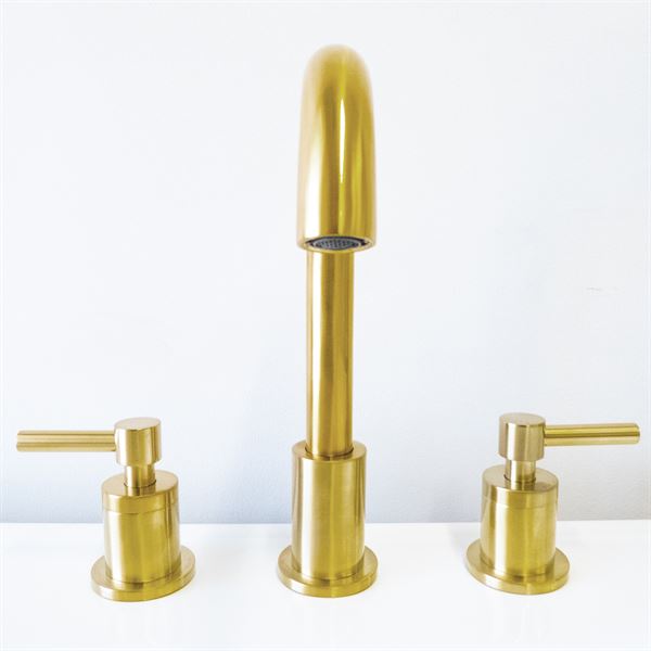 Faenza Double Handle Gold Widespread Bathroom Faucet with Drain Assembly