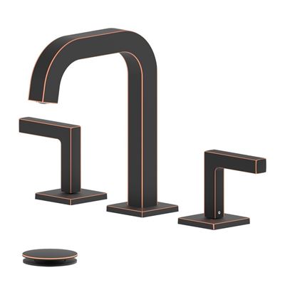 Kiel Double Handle Oil Rubbed Bronze Widespread Bathroom Faucet with Drain Assembly with Overflow