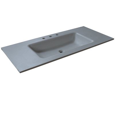 49 in. Single Dark Gray Concrete Top with Rectangle Sink