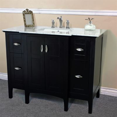 45 in Single sink vanity in espresso with marble top in white