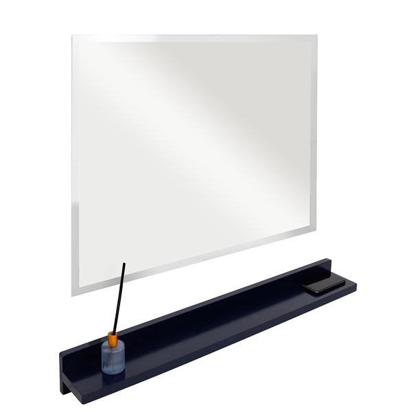 30" Blue Wireless Charging Shelf and Frameless Mirror Set