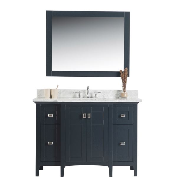 49" Single vanity-dark gray-white marble top