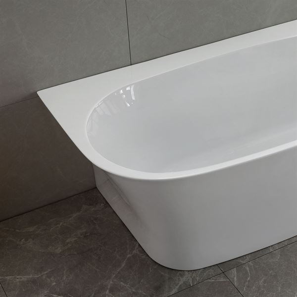 67 in. Freestanding Acrylic Bathtub in Glossy White