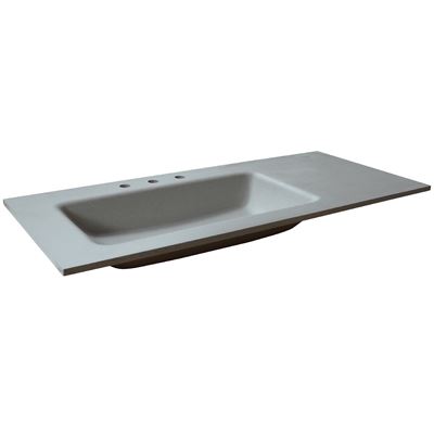 49 in. Single Dark Gray Concrete Top with Left Side Rectangle Sink