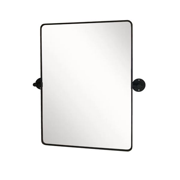 Rectangular Metal Frame Pivot Mirror in Matte Black