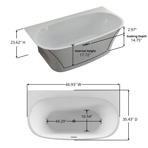 67 in. Freestanding Acrylic Bathtub in Glossy White