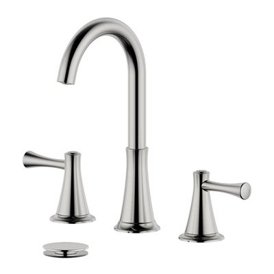 Kassel Double Handle Brushed Nickel Widespread Bathroom Faucet with Drain Assembly with Overflow