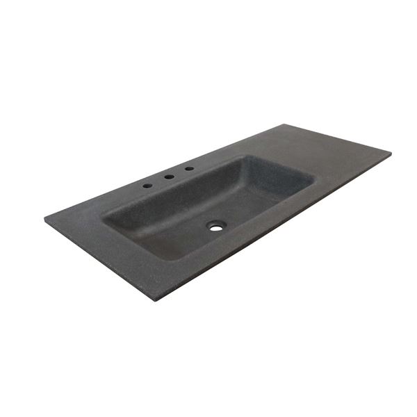 49 in. Single Black Concrete Top with Left Side Rectangle Sink