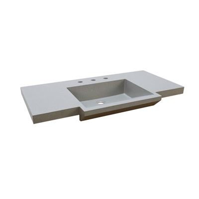 39 in Single Sink Vanity White Finish in Gray Concrete Top with Brushed Nickel Hardware