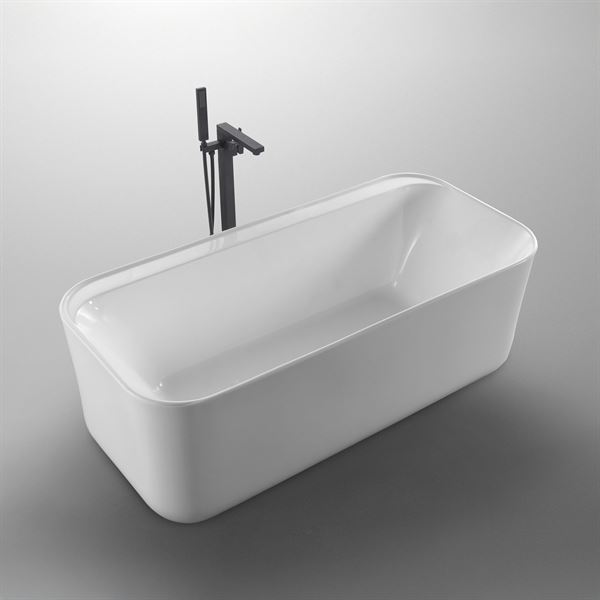 67 in. Freestanding Acrylic Bathtub in Glossy White