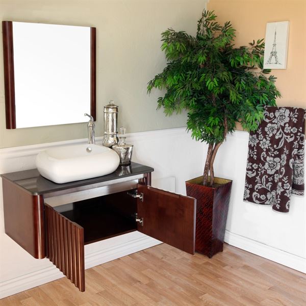 32.5 in. Single Sink Vanity Wood Walnut