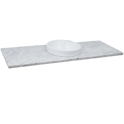 61" White Carrara countertop and single round sink