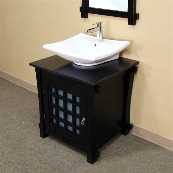 30 in Single Sink Vanity-Wood-Black 