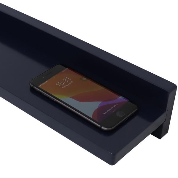 30 in. Wireless Charging Shelf, 15W/3A Charging, 78 in. 3A Cable, Solid Rubber Wood - Blue Finish