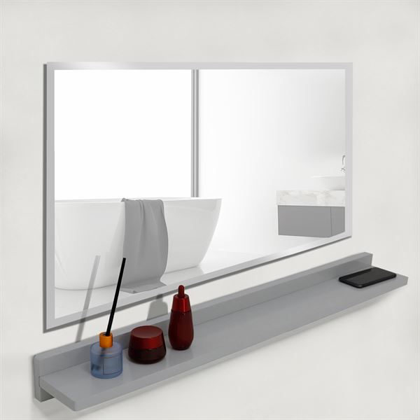 35" Light Gray Wireless Charging Shelf and Frameless Mirror Set