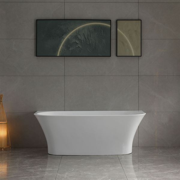 67 in. Freestanding Acrylic Bathtub in Glossy White