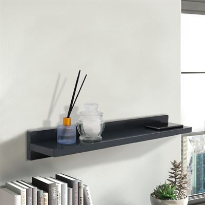 24" Wireless Charging Shelf, 15W/3A Charging, 78" 3A Cable, Solid Rubber Wood