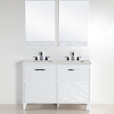 48 in. Double Sink Vanity with White Quartz Top