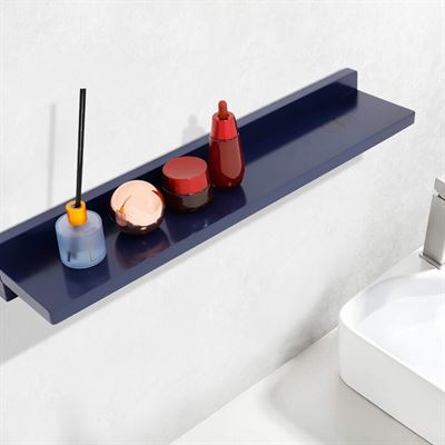 24 in. Wireless Charging Shelf, 15W/3A Charging, 78 in. 3A Cable, Solid Rubber Wood - Blue Finish