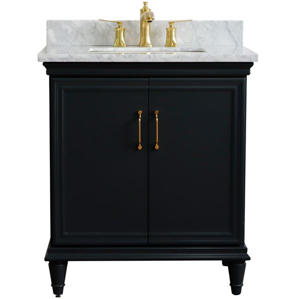 31" Single vanity in Dark Gray finish with White Carrara and rectangle sink