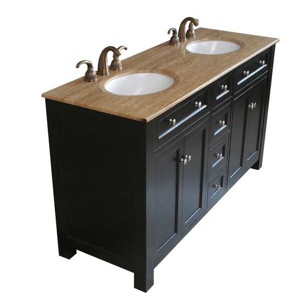 62 in Double sink vanity wood-black