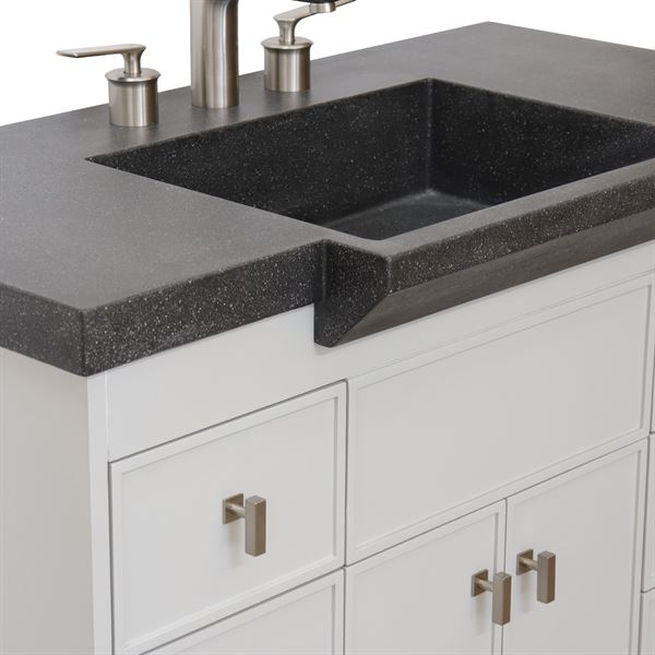 39 in Single Sink Vanity Light Gray Finish in Black Concrete Top