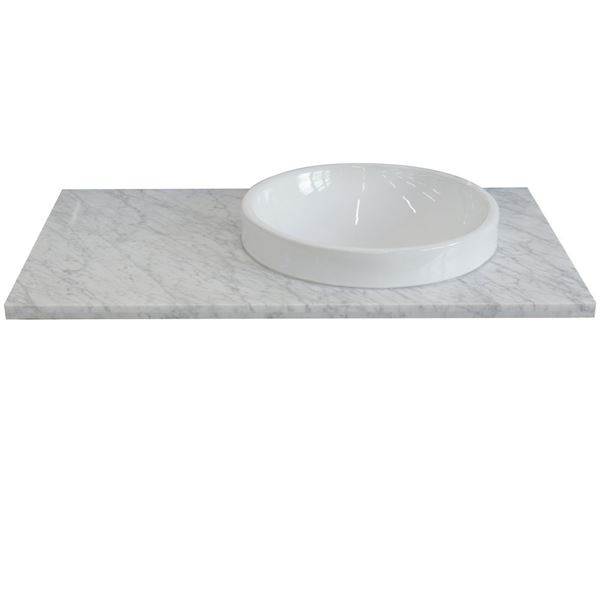 37" White Carrara countertop and single round right sink