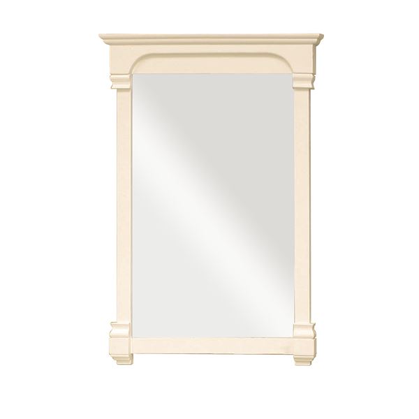 24 in Solid Wood Frame Mirror in Cream Finish