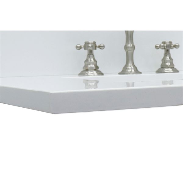 49 in. White Quartz Top with Single White Ceramic Rectangular Sink