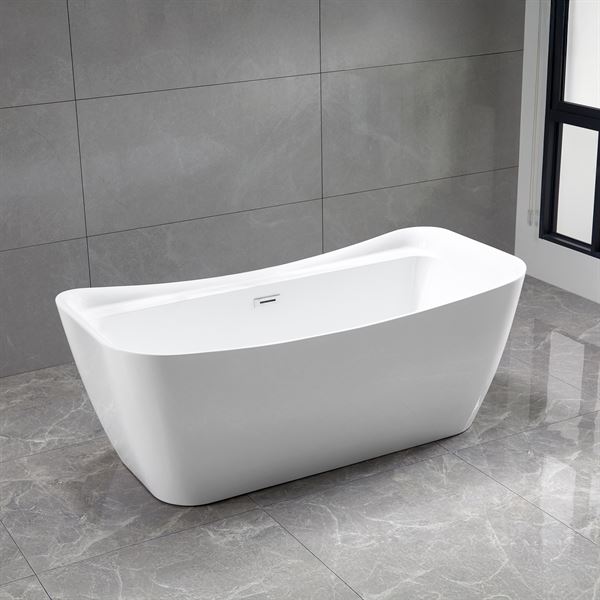 67 in. Freestanding Acrylic Bathtub in Glossy White