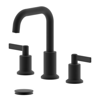 Kadoma Double Handle Matte Black Widespread Bathroom Faucet with Drain Assembly with Overflow