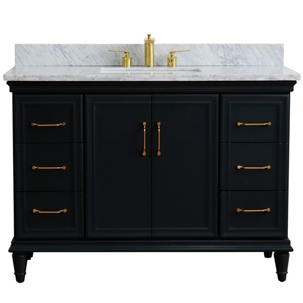 49" Single sink vanity in Dark Gray finish with White carrara marble and rectangle sink