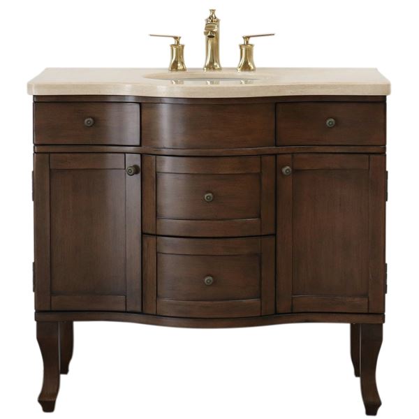 38.2 in Single Sink Vanity-Wood-Walnut