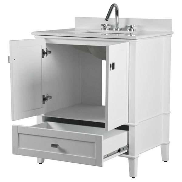 Aurora 31" SINGLE VANITY IN WHITE WITH QUARTZ TOP