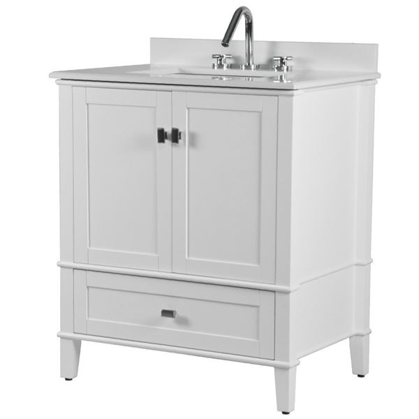 Aurora 31" SINGLE VANITY IN WHITE WITH QUARTZ TOP