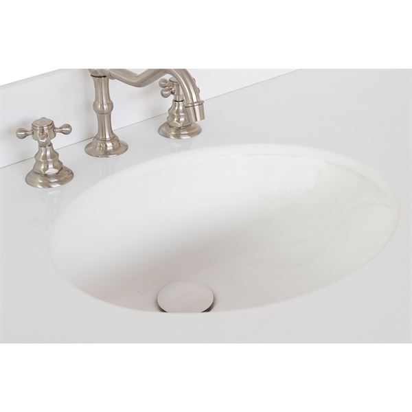 31 in. White Quartz Top with Single White Ceramic Oval Sink