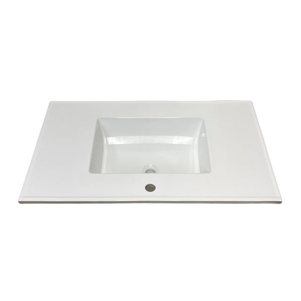 37 in. Single Sink Vitreous China Top with Single Faucet Hole