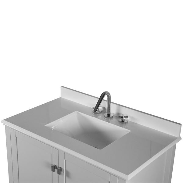 Aurora 37" SINGLE VANITY IN L/GRAY WITH QUARTZ TOP