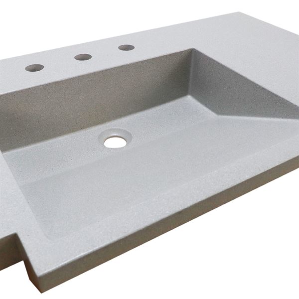 39 in Single Sink Vanity Light Gray Finish in Gray Concrete Top with Gold Hardware