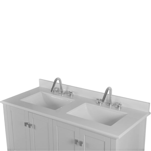 Aurora 49 in. Double Vanity in Light Gray with White Engineered Stone Top