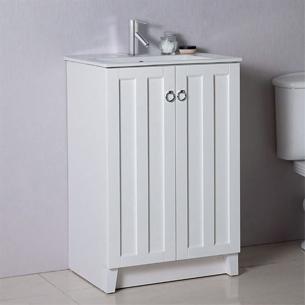 24 in Single sink vanity-manufactured wood-white