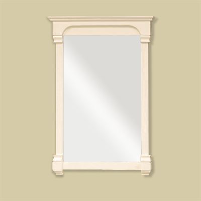 24 in Solid Wood Frame Mirror in Cream Finish