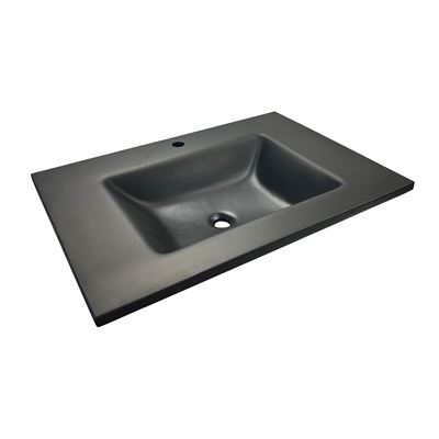 31 in. Single Concrete Ramp Sink Top with Rectangle Sink, Black 