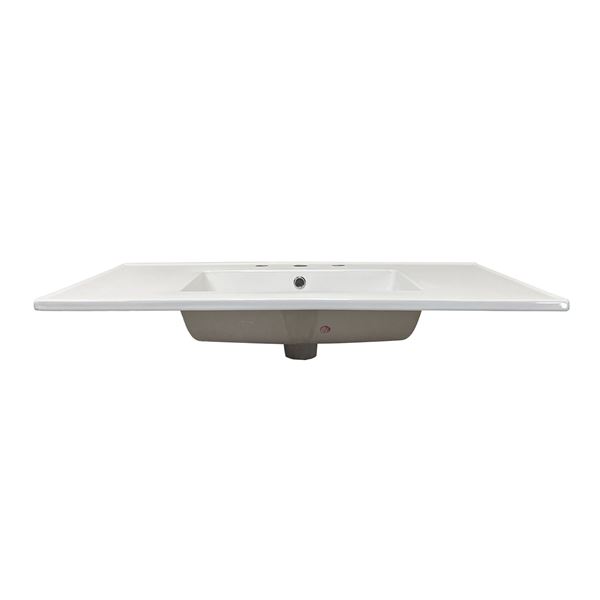 37 in. Single Sink Vitreous China Top with 3-Faucet Holes