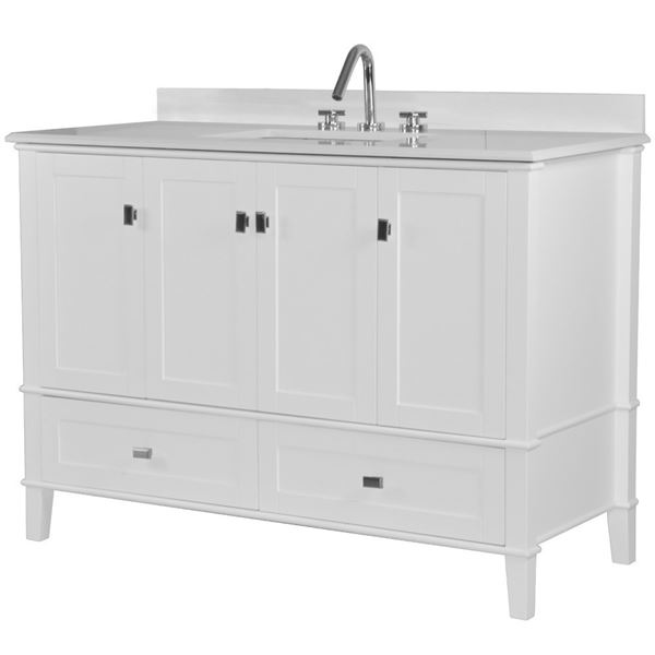 Aurora 49" SINGLE VANITY IN WHITE WITH QUARTZ TOP