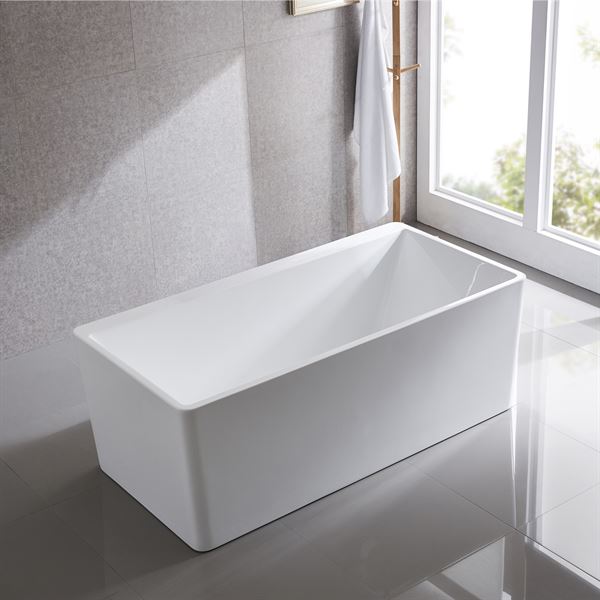 67 in. Freestanding Acrylic Bathtub in Glossy White