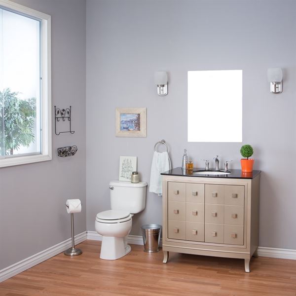 36 in Single sink vanity-wood-bronze silver