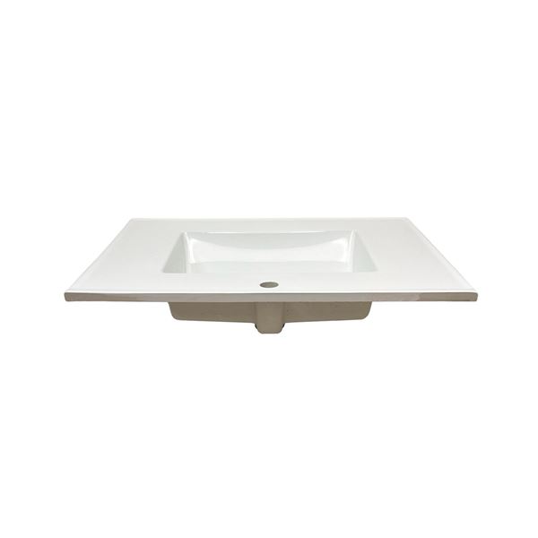 31 in. Single Sink Vitreous China Top with Single Faucet Hole