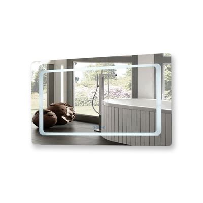 48 in. Rectangular LED Bordered Illuminated Mirror with Bluetooth Speakers with Rounded Edges