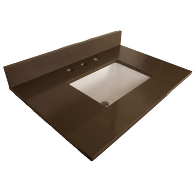 30 in. Gray quartz counter top with rectangular sink